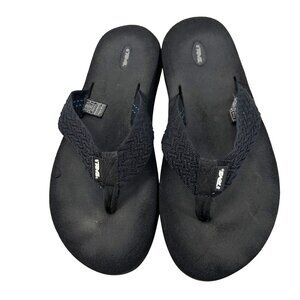 Teva Womens Black Comfortable Casual Woven Strap Flip Flop Sandals Size 11
